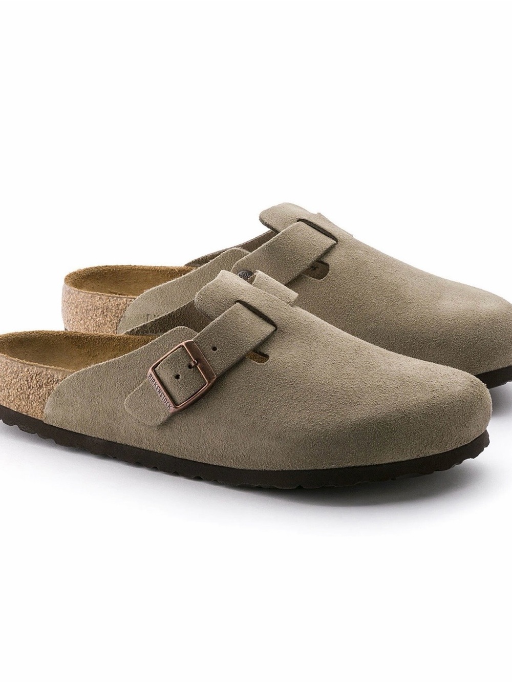 Birkenstock Boston Suede Slip-On Clog with Buckle - Taupe